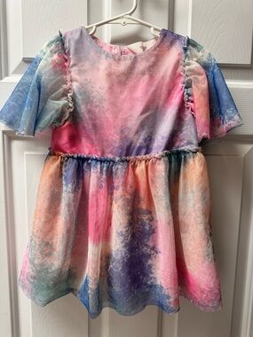 H&M Pink and Blue Watercolor Toddler Dress